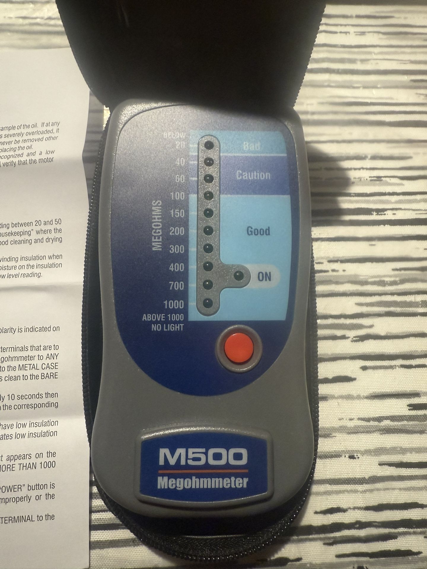 Replacement for supco M500 Megohmmeter, 500V Digital Insulation Resistance Tester, 20–1000 MΩ Range, LED Zone Scale, Portable Megger Diagnostic Tool f