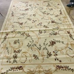 Like New, Clean Cream White Red Floral  Rug 8x10 