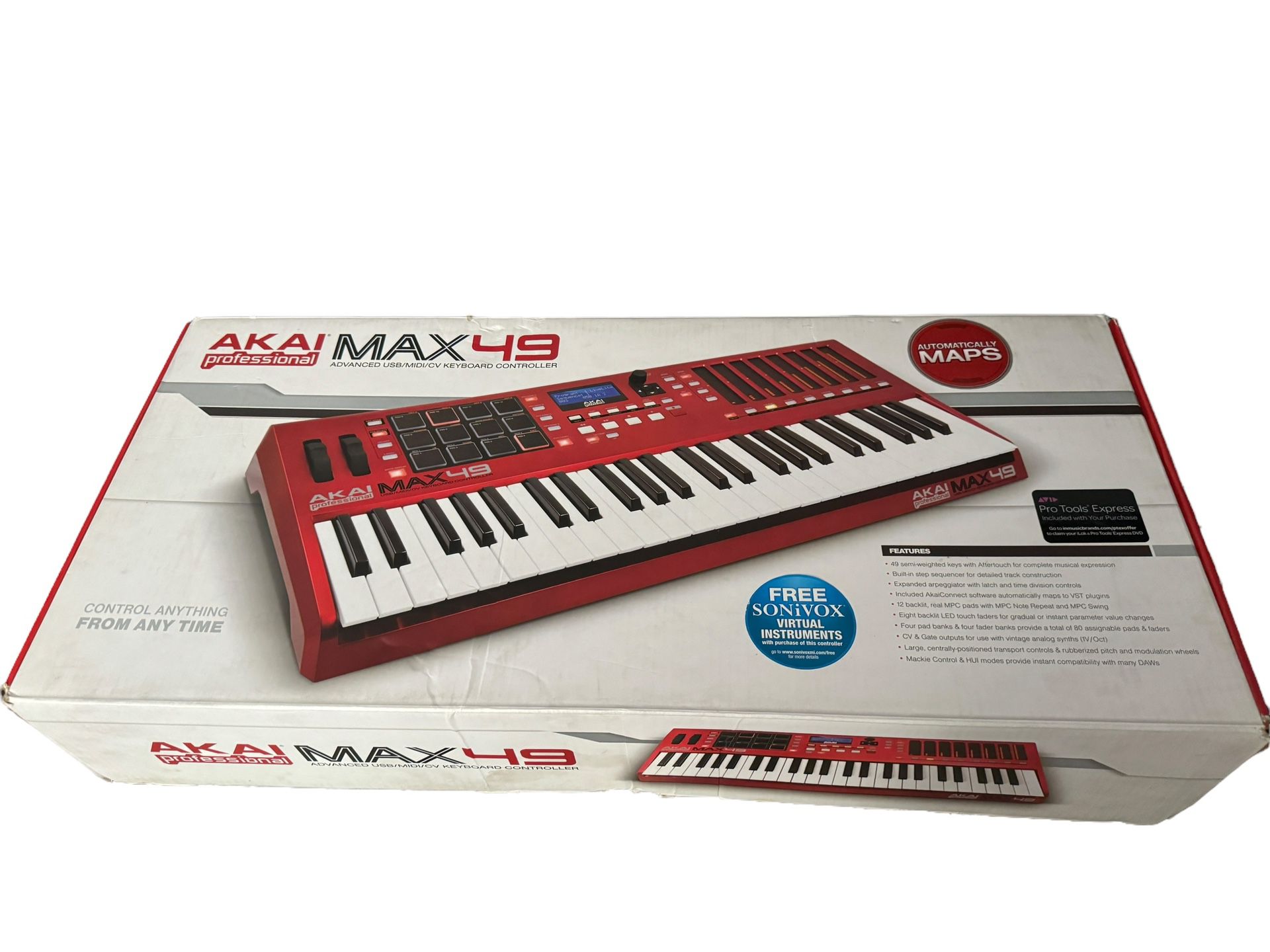 Akai MAX49 MAX 49 KEYBOARD USB MIDI Keyboard & Pad Controller