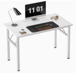 Computer Desk for Small Space Small Folding Table Small Writing Desk Compact Desk Foldable Desk, No Install Needed, White