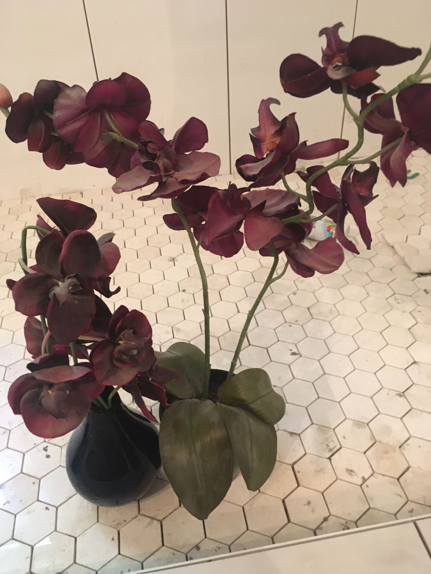 Pair of faux orchid plants