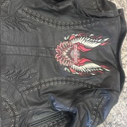 Woman’s Harley Davidson, Leather Jacket And Harley Davidson, Leather Gloves