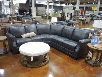 Futura Leather Benchmark Leather 3 Piece Sectional - Navy | L-Shaped Couch | Corner Couch
