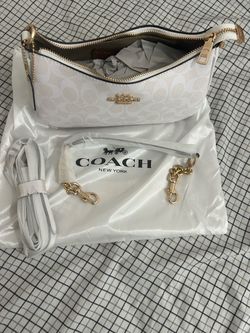 Coach Signature Crossbody Bag White Gold Hardware
