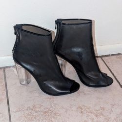 Black Vinyl Ankle Boots