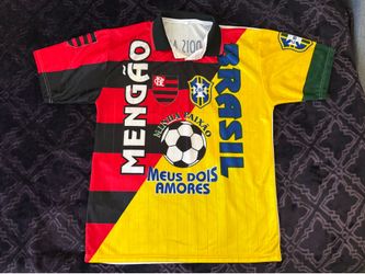 Brazil Flamengo Meus Dois Amores Mengao Soccer Jersey Size L World Cup.