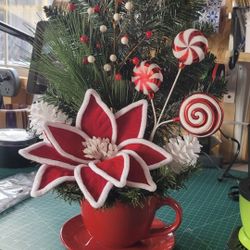 Large Christmas Poinsettia Artificial Floral Arrangement 