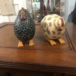 Hand carved Chickens