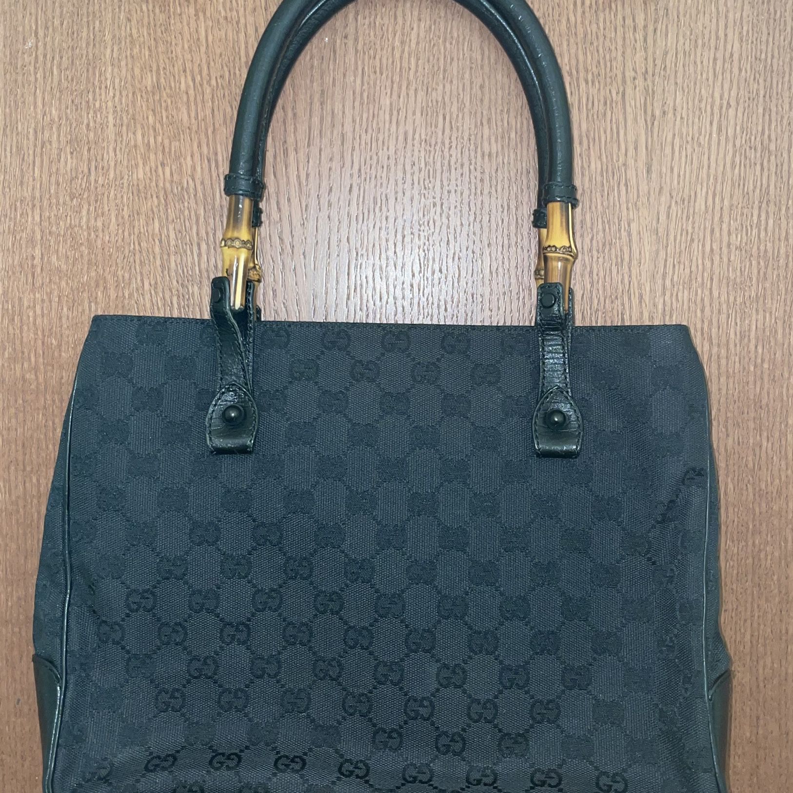 Gucci GG Black Canvas and Leather Handbag