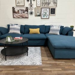 Blue 4pc Cloud Sectional Couch *Delivery Available*