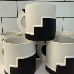 “Manhattan” Mugs – Set of 6 – Kato Kogei Japan – Modernist Stoneware