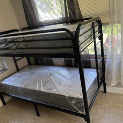 Twin over Twin bunk beds frame and free delivery in box with the mattress and