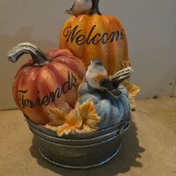 Welcome Friends Pumpkin Fall Decoration 16 in — Autumn Decor