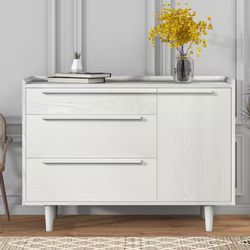 46” White 3-Drawer Dresser / Sideboard w/ Cabinet Storage [NEW/ NEVER USED] **Fully Assembled** - Retails For $486