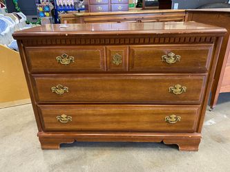 Wooden 3 Drawer Dresser with Brass Swing Pulls