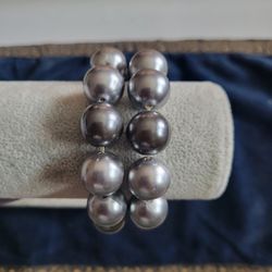 2  Smokey Faux Pearl Bracelets