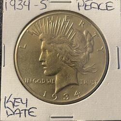Rare 1934-S Peace Dollar Key Date Uncirculated