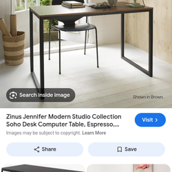 Zinus Jennifer 47" x 29" Black Frame Desk, Deep Espresso