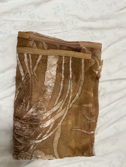 2 yds x 56”Brown Tan Floral Velvet chiffon Fabric