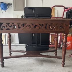 Vintage Solid Wood Console Table – Carved Wood, Entryway or Sofa Table