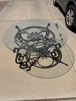 Thomasville Glass Top Coffee Table - Ornate Metal