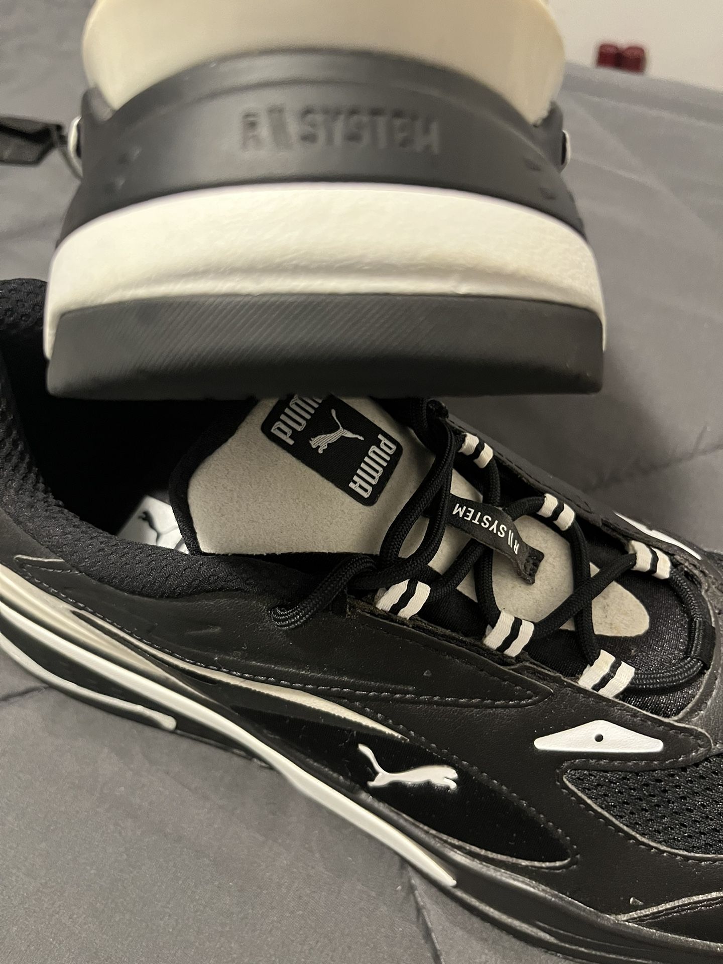 Men Pumas Size 14 & Black & White $75)  ((Size13  Black Dress Shoes, (Dexter Comfort $65)) 👉🏽(Brown Stacy Adams size13 $85 $65(Read Description 👇🏽