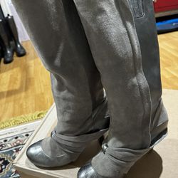 Grey Metallic Boots