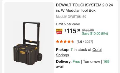 DEWALT ToughSystem 2.0   3-Piece Tool Storage Set – Rolling Box, Tool Box & Organizer