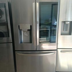 LG REFRIGERATOR FRENCH DOOR, INSTAVIEW DOOR IN DOOR DARK GLASS✅$650✅ FREE DELIVERY AND INSTALLATION