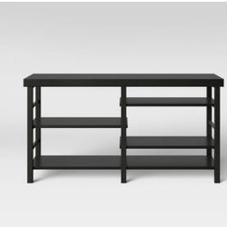 Adjustable Storage TV Stand for TVs up to 50" Black Wood Grain Finish