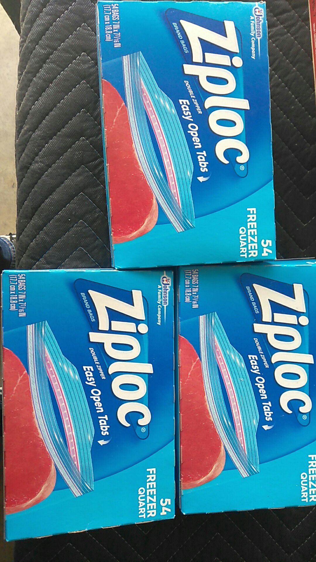 Three new boxes of Ziploc freezer 54 quart
