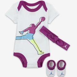 NIKE AIR JORDAN BABY Girls BODYSUIT 3-PIECET SET  6-12mos
