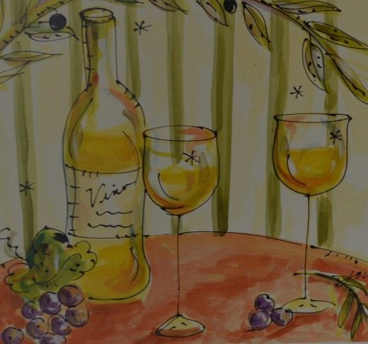 Two Vintage Wine Racks And Print