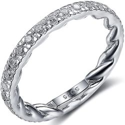 New Women’s Sterling Silver CZ Rope Ring Size 6