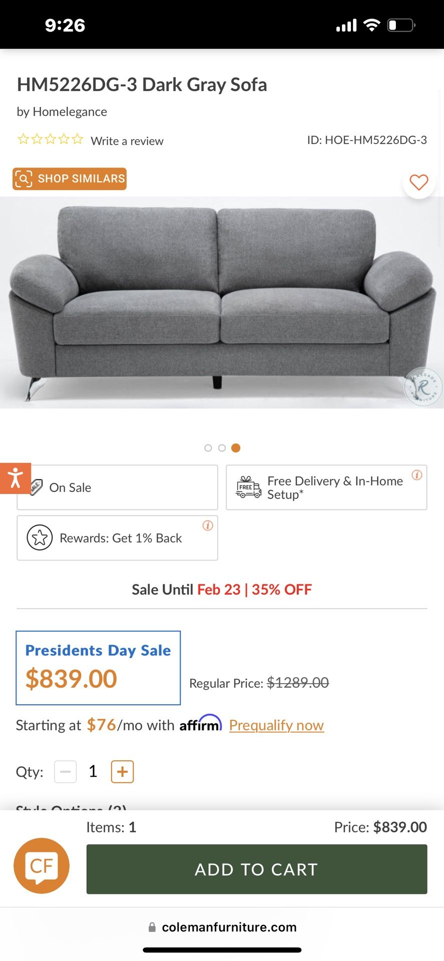 Brand New Couch Homelegance