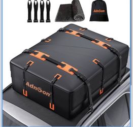 21 Cubic Car Luggage Carrier Roof Bag, ADNOOM Waterproof Rooftop Cargo Carrier, Tearproof Roof Luggage Carrier for Long Trip, Weatherproof Soft-Shell