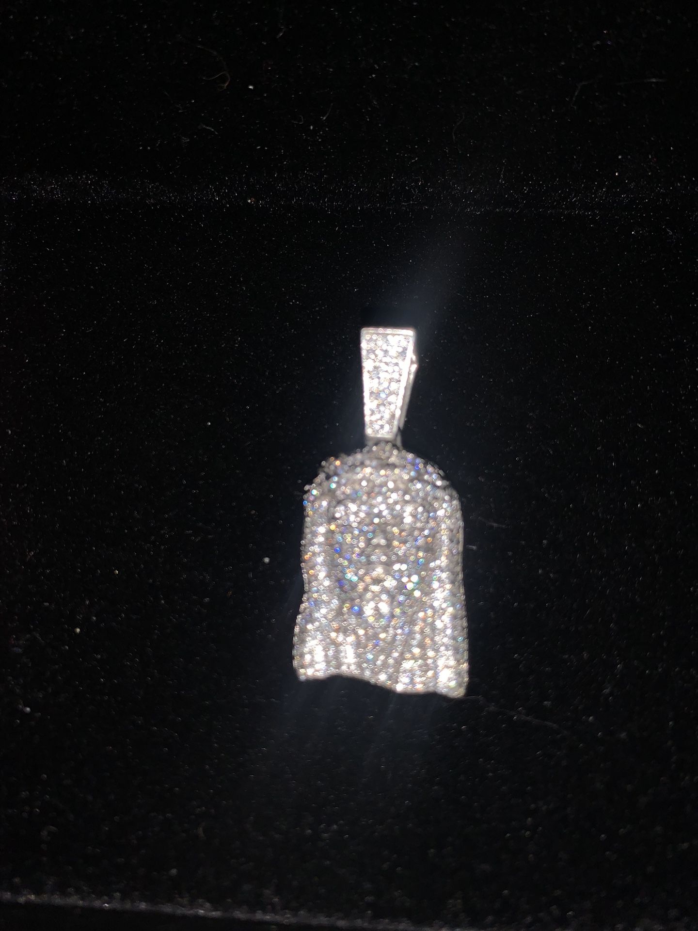 *REAL* 925 ITALY SILVER MOSSANITE PENDENT FULLY ICED