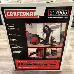Craftsman 6 Gallon Wet Dry Vac 2.5 Hp 