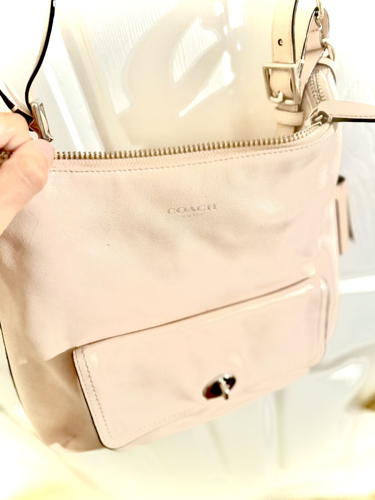 2024 Light Pink All Leather Authentic Coach Purse