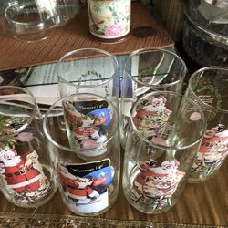6 Vintage Coca-cola Santa Glasses