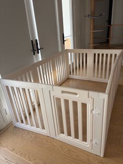 Large White Plastic Pet Playpen with Door