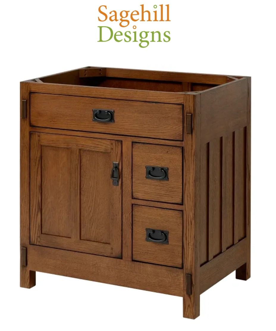 Sagehill Designs American Craftsman 30" Single Freestanding Oak Vanity Cabinet Only – Less Vanity Top