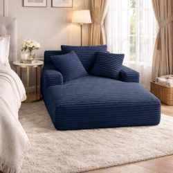 Sofa Bed Chair Indoor, Oversized Boneless Couch Comfy Upholstered Sleeper Sofa Bed with 3 Pillows, Corduroy Cloud Reading Chair for Living Room No Ass