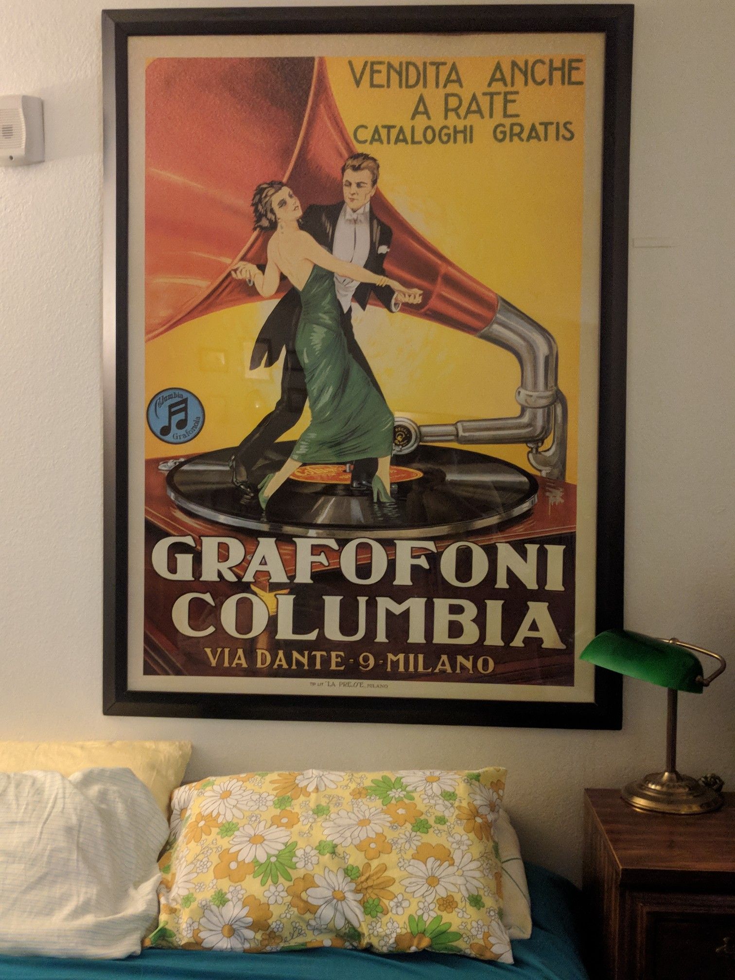Large Vintage Framed Art Print Grafofoni Columbia 1920