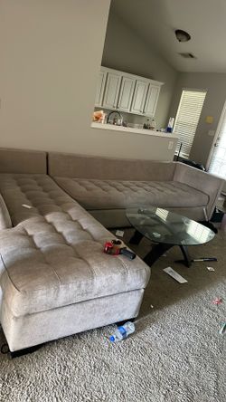 Sectional with pillows