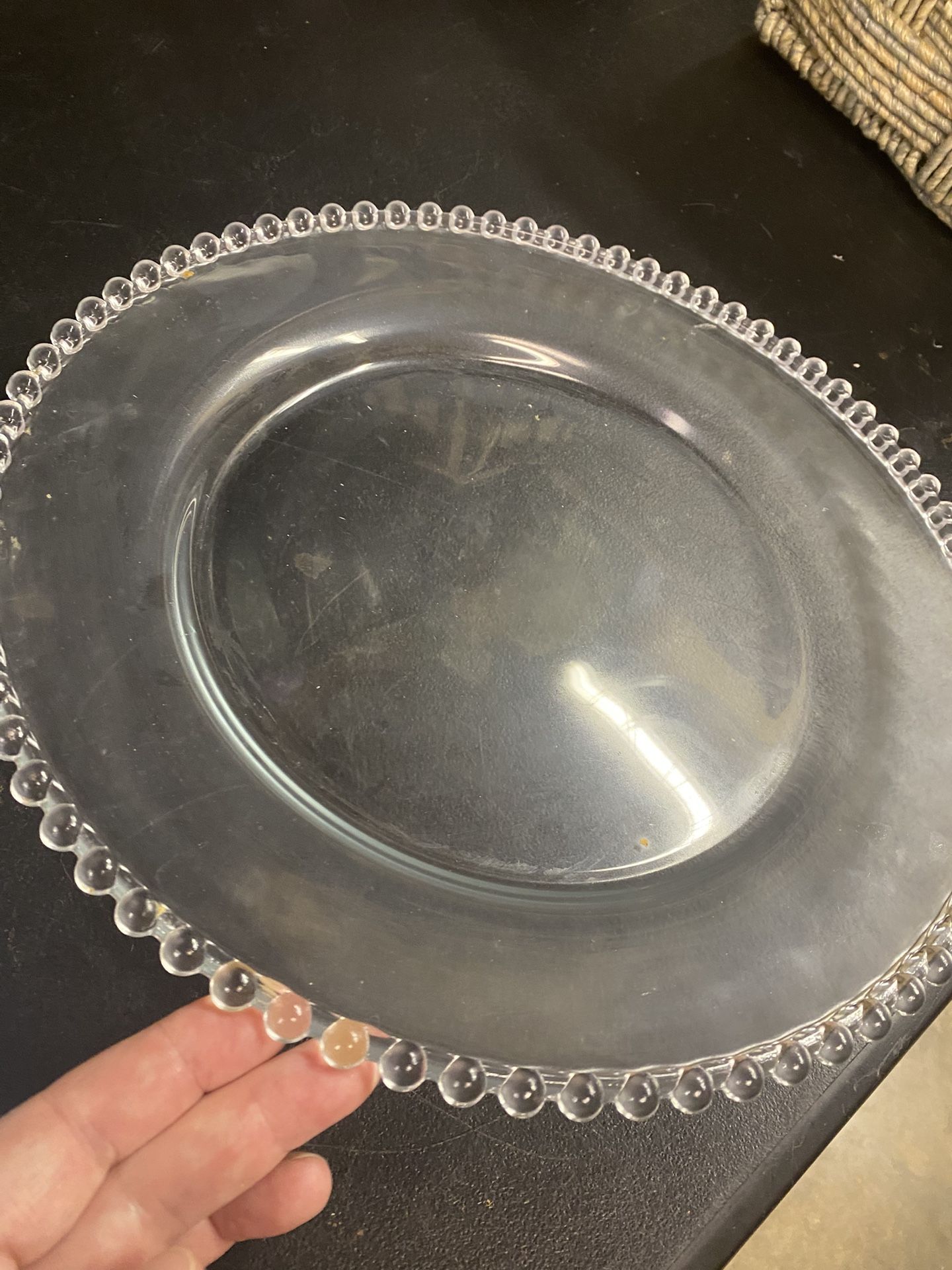 100 Glass Clear Beaded Chargers