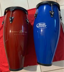 Budweiser & Bud Light Branded Conga Drums Pair