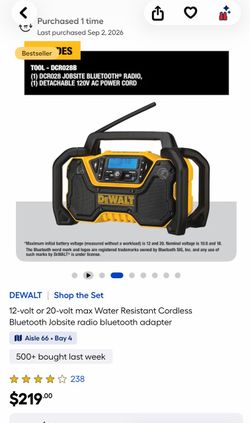 DeWalt DCR028B Jobsite Bluetooth Radio