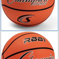 Champion Sports® Rubber Basketballs – Heavy Duty Pro-Style, Indoor/Outdoor Use, Premium Basketball Equipment for Physical Education