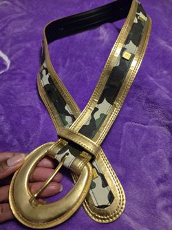 Camo Print Belt with Gold Buckle